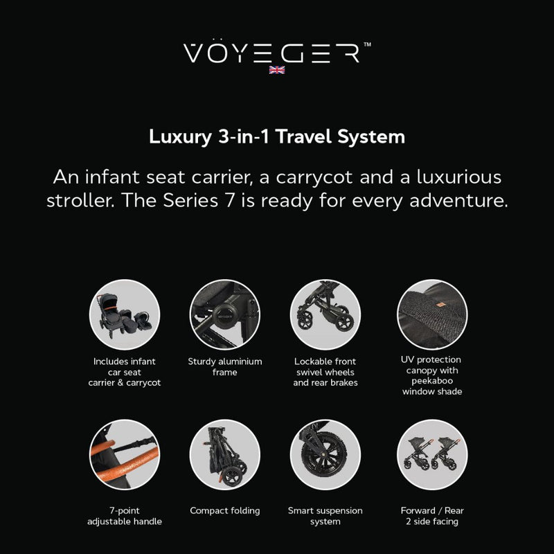 Voyeger Series 7 : 3-in-1 Luxury Travel System